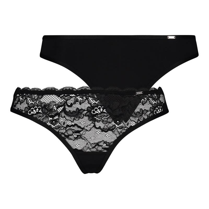 Hunkemöller Angie 2-Pack String, Schwarz, Größe: XS, Damen von Hunkemöller