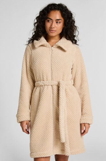 Hunkemöller Bademantel Fleece mit Reißverschluss Weiß von Hunkemöller