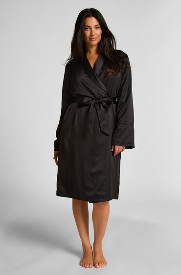 Hunkemöller Bademantel Satin Fleece Schwarz von Hunkemöller