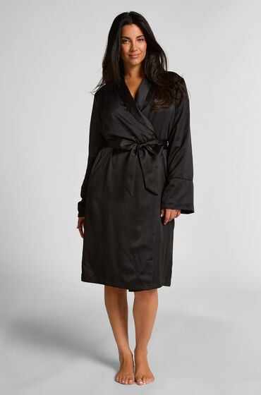 Hunkemöller Bademantel Satin Fleece Schwarz Hunkemöller Bademantel Satin Fleece Schwarz von Hunkemöller