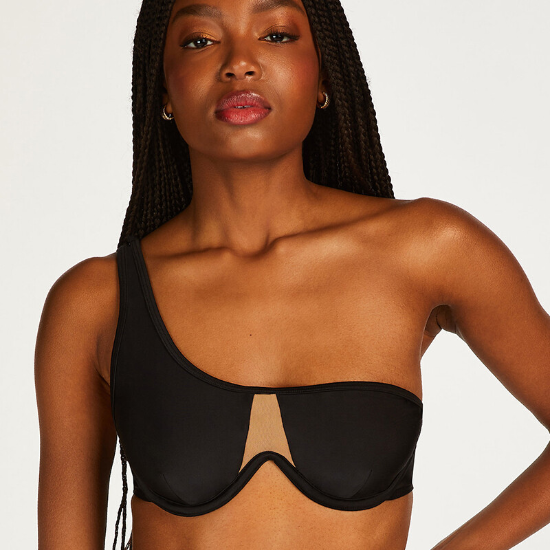 Hunkemöller Belize Mesh Bikini Oberteil, Farbe: Schwarz, Größe: 75F, Damen von Hunkemöller