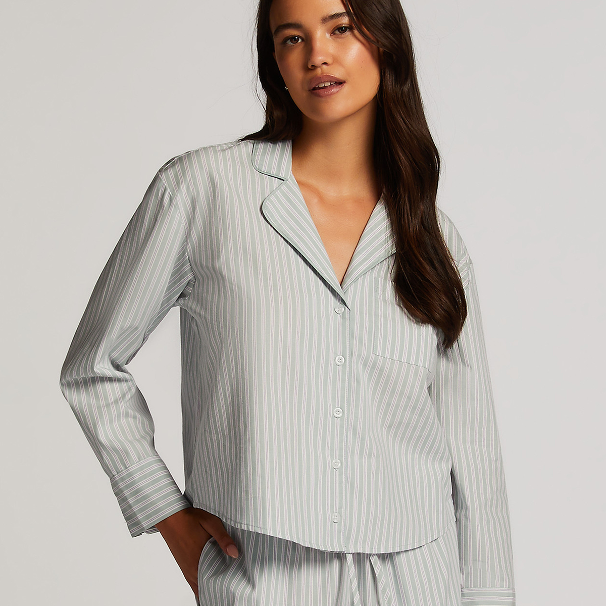 Hunkemöller Cotton Stripe Nachthemd, Farbe: Harbor Gray, Größe: M, Damen von Hunkemöller