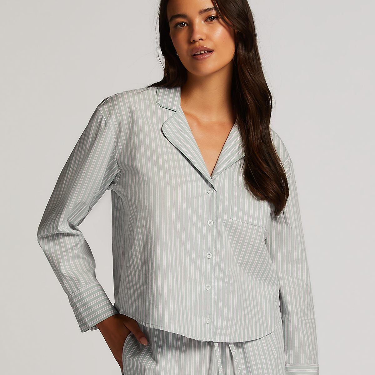 Hunkemöller Cotton Stripe Nachthemd, Farbe: Harbor Gray, Größe: XL, Damen von Hunkemöller