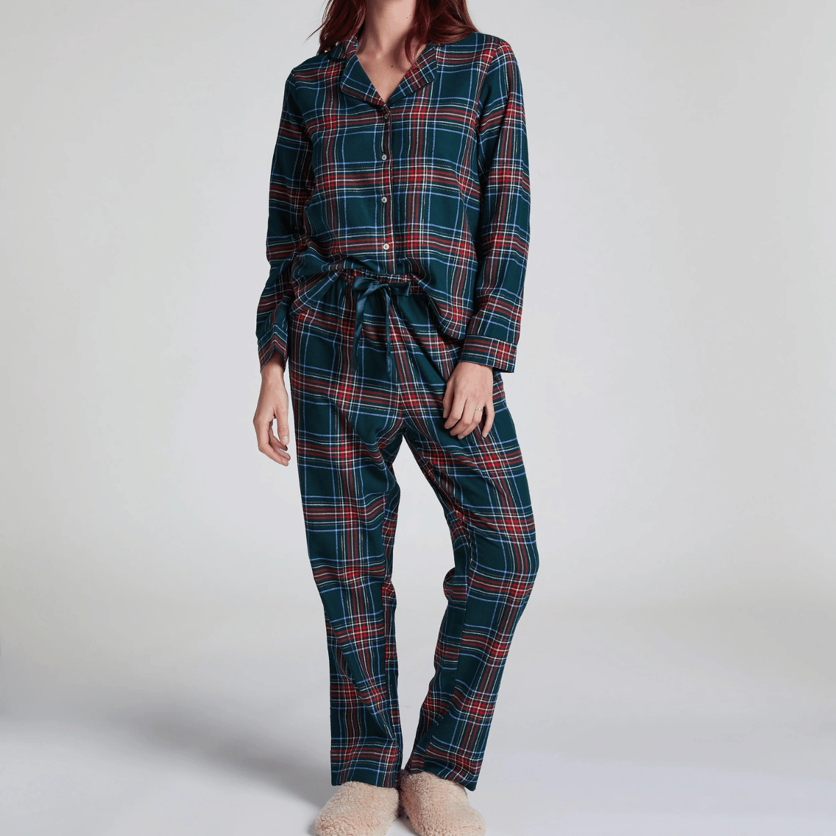 Hunkemöller Flannel Twill Check Pyjamas, Grün, Größe: XL, Damen von Hunkemöller