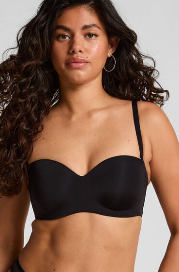 Hunkemöller Gepolsterter trägerloser Push-Up BH mit Bügeln Smooth Schwarz von Hunkemöller