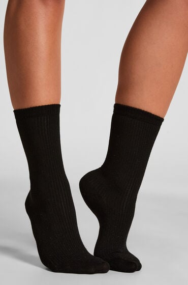 Hunkemöller Gerippte Crew-Socken aus Modal Schwarz von Hunkemöller