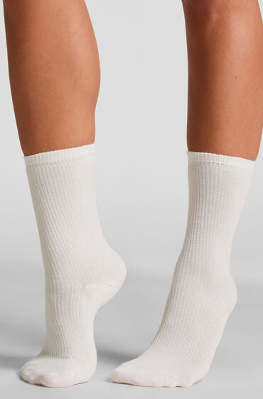 Hunkemöller Gerippte Crew-Socken aus Modal Weiß von Hunkemöller