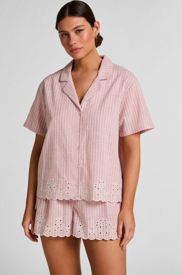 Hunkemöller Gestreifte Pyjama-Shorts Rosa von Hunkemöller