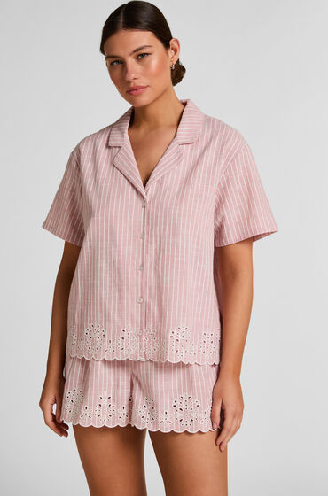 Hunkemöller Gestreifte Pyjama-Shorts Rosa von Hunkemöller
