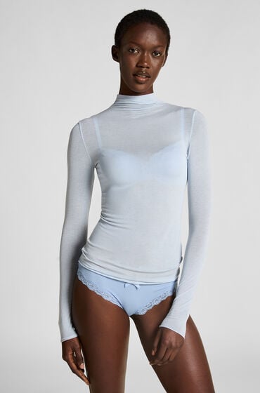 Hunkemöller Himmlisch weiches Shirt aus Kaschmir-Mix mit Rollkragen Blau von Hunkemöller