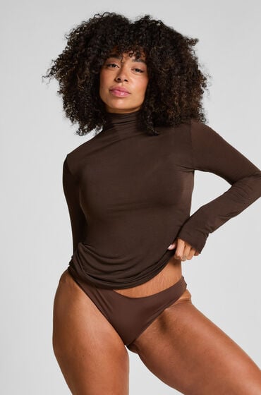 Hunkemöller Himmlisch weiches Shirt aus Kaschmir-Mix mit Rollkragen Braun von Hunkemöller