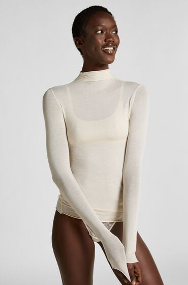 Hunkemöller Himmlisch weiches Shirt aus Kaschmir-Mix mit Rollkragen Weiß von Hunkemöller