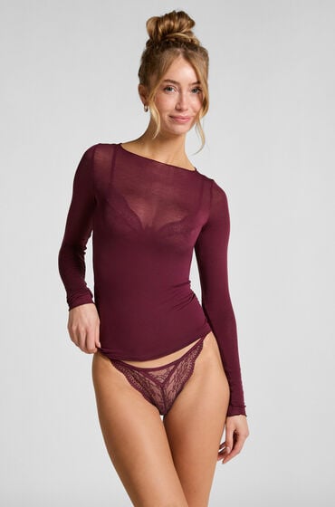 Hunkemöller Himmlisch weiches Shirt aus Kaschmir-Mix mit U-Boot-Ausschnitt Lila von Hunkemöller