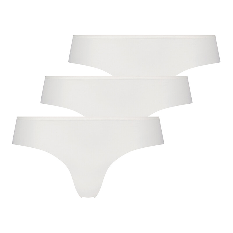 Hunkemöller Invisible Lace Back 3-pack Brazilian Slip, Farbe: Weiß, Größe: XS, Damen von Hunkemöller