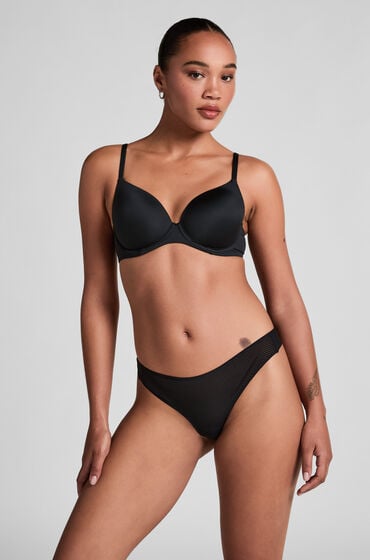 Hunkemöller Invisible String Stripe Mesh Schwarz von Hunkemöller