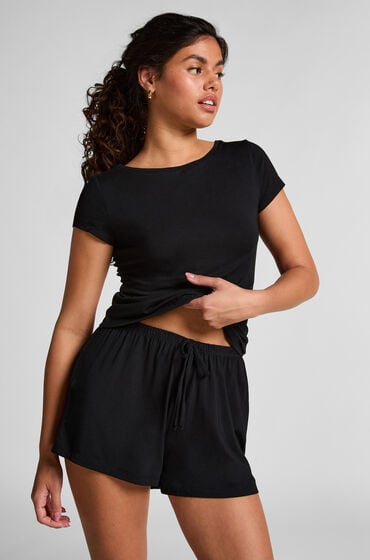 Hunkemöller Jersey-Pyjamaset Schwarz Hunkemöller Jersey-Pyjamaset Schwarz von Hunkemöller