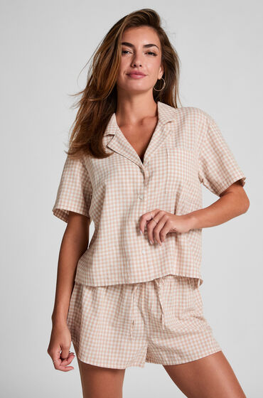 Hunkemöller Karierte Shorts aus Leinen Weiß Hunkemöller Karierte Shorts aus Leinen Weiß von Hunkemöller