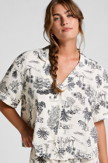 Hunkemöller Kurzärmelige Jacke aus Webstoff Weiß von Hunkemöller