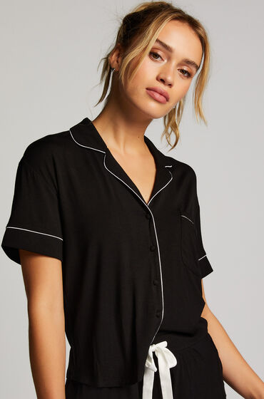 Hunkemöller Kurzärmelige Jersey-Jacke Essential Schwarz von Hunkemöller