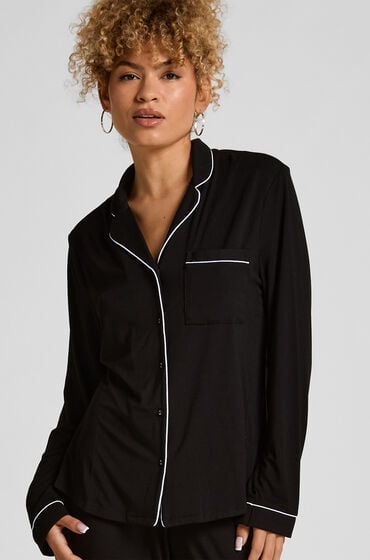 Hunkemöller Langärmelige Jersey-Jacke Essential Schwarz von Hunkemöller