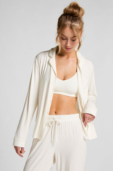 Hunkemöller Langärmelige Jersey-Jacke Essential Weiß von Hunkemöller