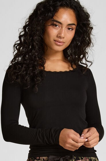 Hunkemöller Langärmeliges Pyjamatop Jersey Schwarz von Hunkemöller