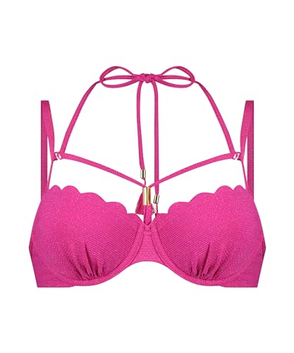 Hunkemöller Lurex-Bikinioberteil Scallop - hot pink - 85D von Hunkemöller