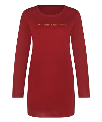 Hunkemöller Nachthemd Rundhalsausschnitt - Red Dahlia - M/L von HUNKEMÖLLER