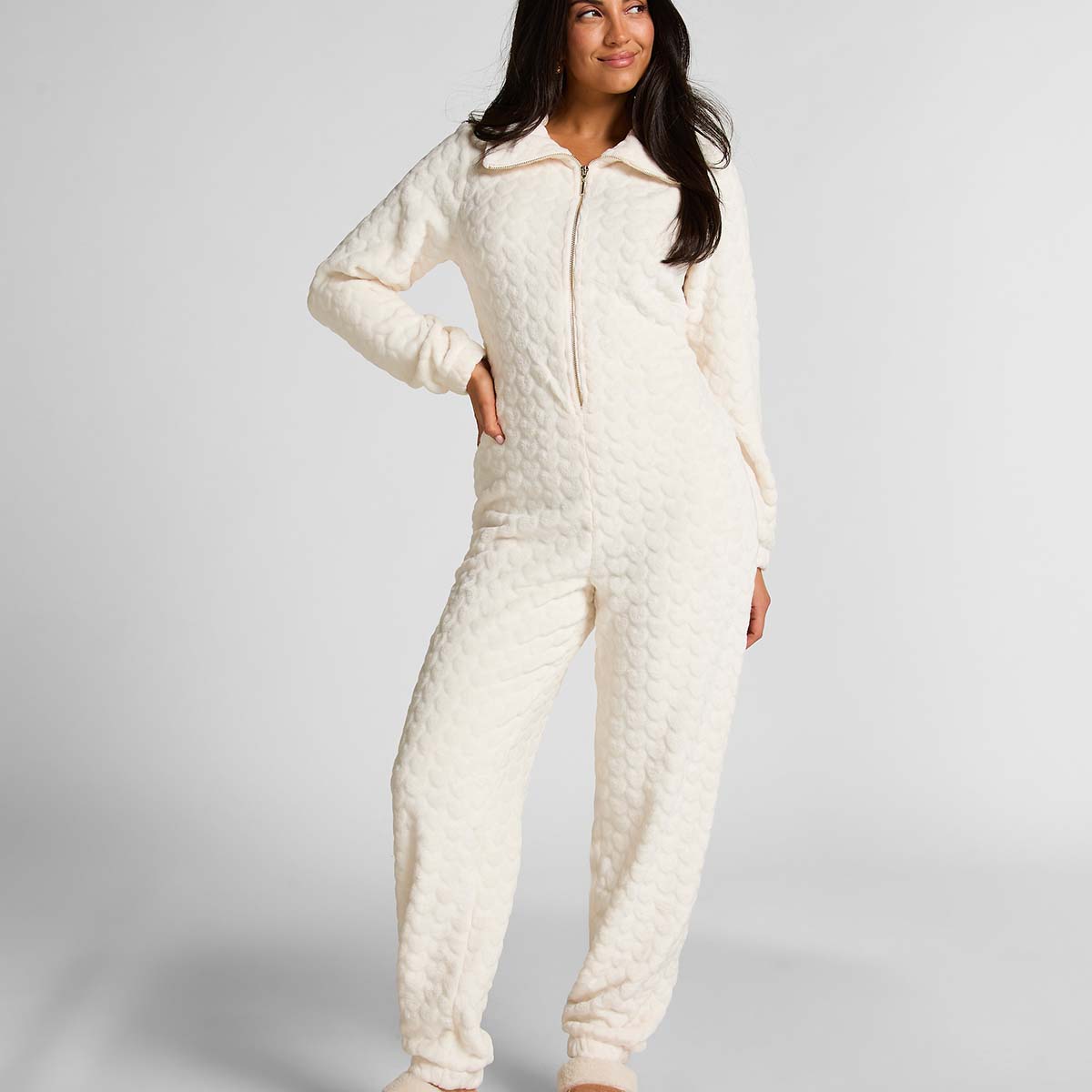 Hunkemöller Onesie Homewear, Creme, Größe: S, Damen von Hunkemöller