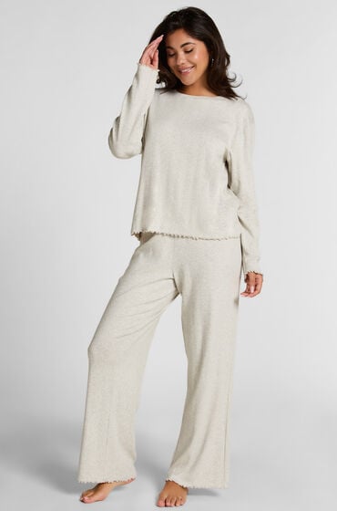 Hunkemöller Pyjama Hose Loose Pointelle Grau von Hunkemöller