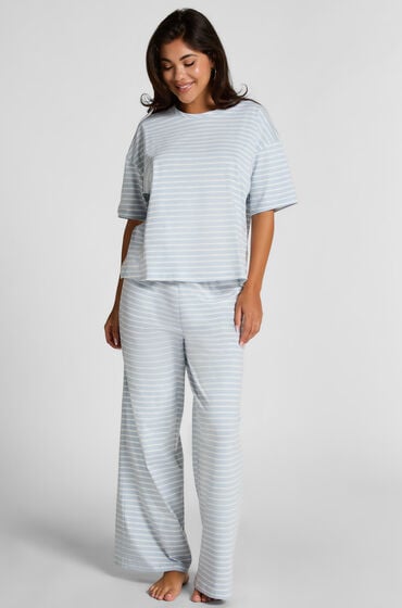 Hunkemöller Pyjama-Set Baumwolljersey Lang Blau von Hunkemöller