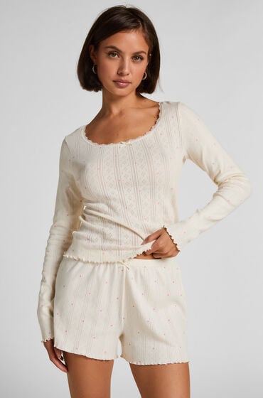 Hunkemöller Pointelle-Pyjamatop Weiß von Hunkemöller