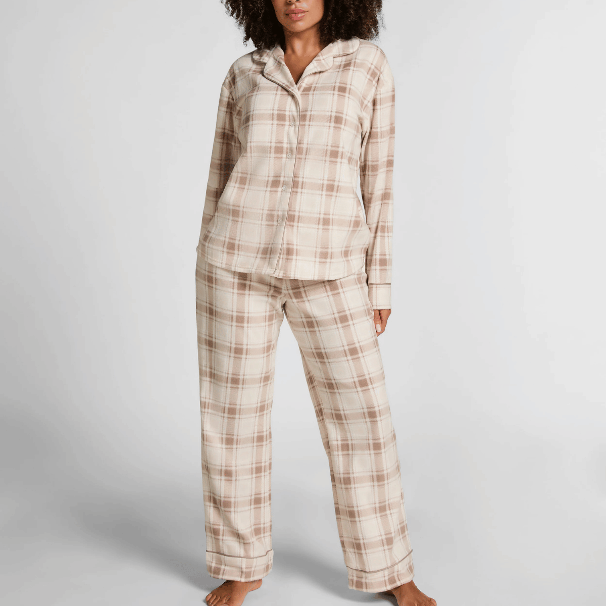 Hunkemöller Polar Fleece Pyjamas, Braun, Größe: XL, Damen von Hunkemöller