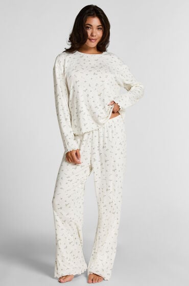Hunkemöller Pyjama Hose Loose Pointelle Weiß von Hunkemöller