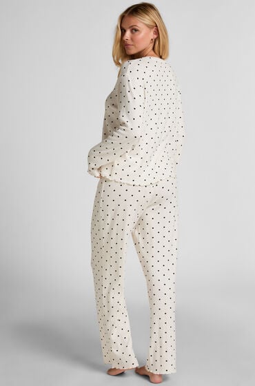 Hunkemöller Pyjama Hose Loose Pointelle Weiß von Hunkemöller