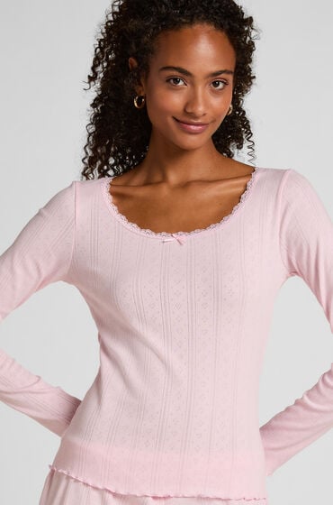 Hunkemöller Pyjama-Oberteil Pointelle Rosa von Hunkemöller