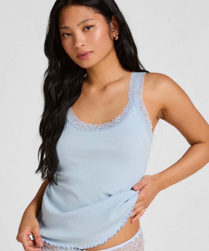 Hunkemöller Pyjama Rippjersey-Top mit Spitze von Hunkemöller