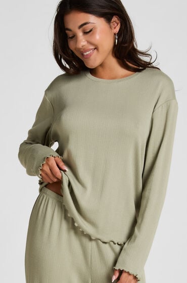 Hunkemöller Pyjama Top Loose Pointelle Grün von Hunkemöller