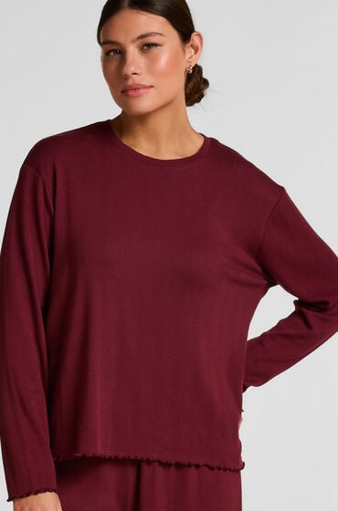 Hunkemöller Pyjama Top Loose Pointelle Rot von Hunkemöller