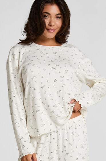 Hunkemöller Pyjama Top Loose Pointelle Weiß von Hunkemöller