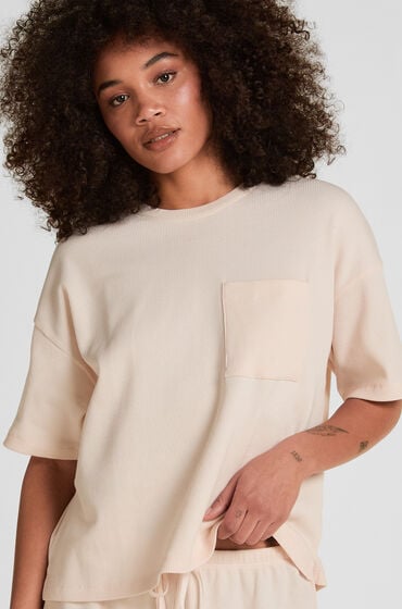 Hunkemöller Pyjama Top Waffle Rosa von Hunkemöller