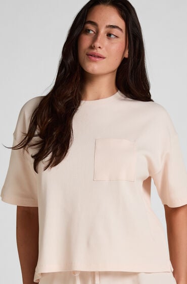 Hunkemöller Pyjama Top Waffle Rosa von Hunkemöller