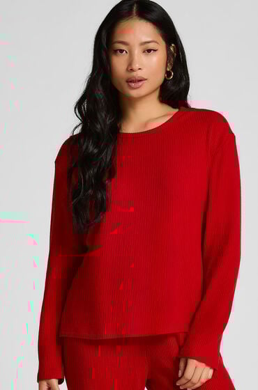 Hunkemöller Pyjamatop Jersey Rot von Hunkemöller