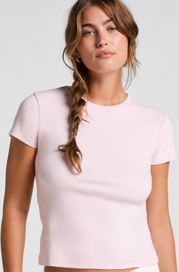 Hunkemöller Pyjamatop Rib Crew Neck Rosa von Hunkemöller