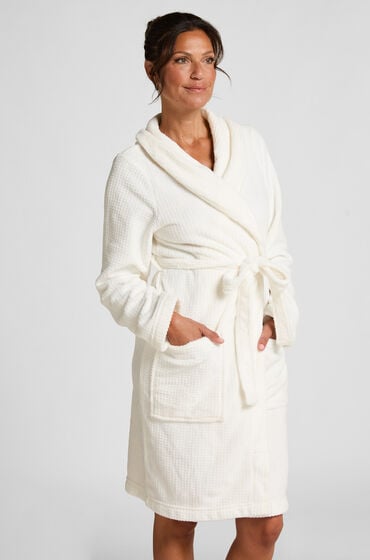 Hunkemöller Fleece-Bademantel Weiß von Hunkemöller