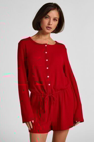 Hunkemöller Short-Onesie Jersey Rib Rot von Hunkemöller