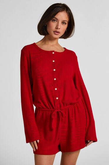 Hunkemöller Short-Onesie Jersey Rib Rot von Hunkemöller
