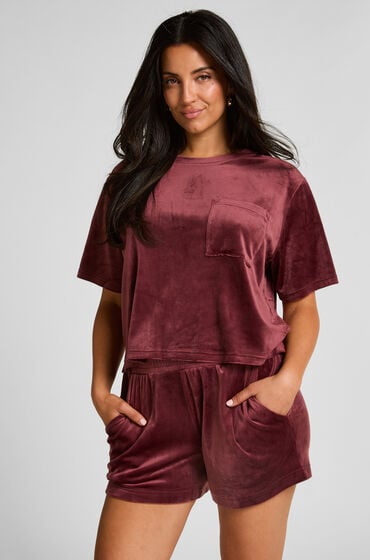 Hunkemöller Shorts Velours Pocket Rot von Hunkemöller