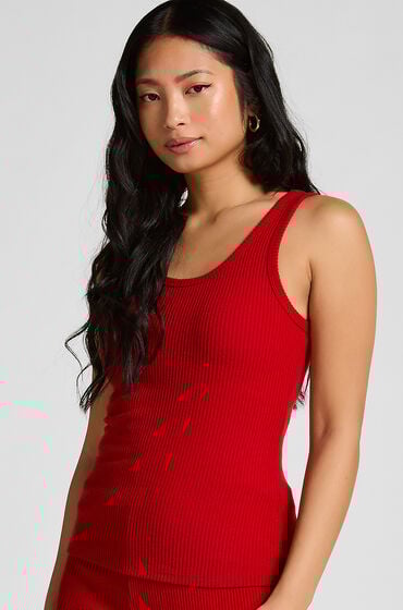 Hunkemöller Singlet aus gebürstetem Jersey-Rippstrick Rot von Hunkemöller