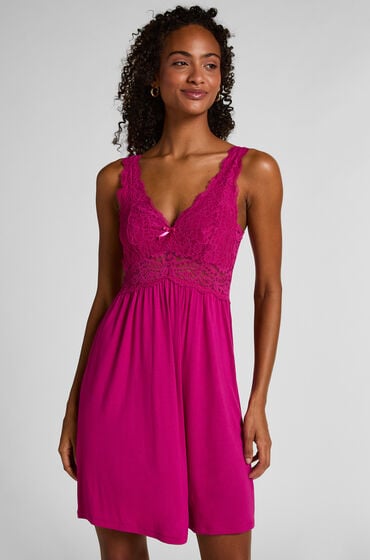 Hunkemöller Slipdress Nora Lace Rosa von Hunkemöller
